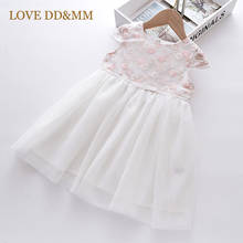 Vestido bordado de princesa amor dd & mm, para meninas, verão, criança, flores, casual, princesa, roupa de bebê, vestido 2024 - compre barato