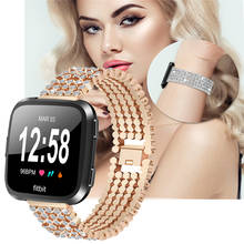 Luxury women Elegant Crystal For Fitbit Versa Bracelet Alloy Replacement Watch Band Fashion Shine Wrist Strap Round Rhinestone 2024 - buy cheap