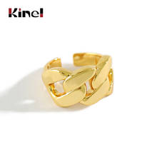 Kinel-anillo abierto de cadena gruesa para mujer, de Plata de Ley 925, estilo Retro, chapado en oro de 18K, joyería fina, plata 925 2024 - compra barato