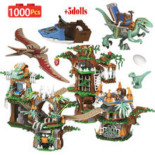 Brinquedo de blocos de construção diy, modelo criativo de dinossauro série árvore, faça você mesmo, figuras do mundo jurássico, blocos de brinquedo para crianças com 1000 peças 2024 - compre barato