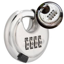 4-Dial Combination Lock Password Round Padlock Key Stainless Steel Password Locks For Outdoor Warehouse Fences 2024 - buy cheap