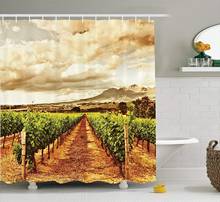 Cortina de ducha de campo, conjunto de decoración de baño de tela con ganchos, con estampado Digital de nubes de Valle de uva sobre el viñedo, plantación de frutas 2024 - compra barato