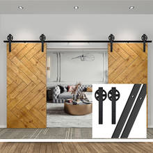 Gifsin-Herrajes para puerta corrediza de Granero, Kit de herrajes para puerta de armario, con forma de rodillos grandes de acero negro, 4-9,6 pies 2024 - compra barato