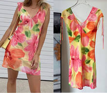 Colorful Flower Print Women Mini Dress 2021 Summer New Two-Piece Set Slim Sleeveless Short Dresses Holiday 2024 - buy cheap