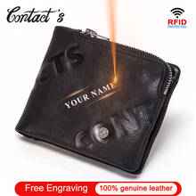 Contact's Free Engraving Casual Short Wallet Men Vegetable Tanned Cow Leather Coin Purse Male Small Wallets Card Holder Clutch 2024 - buy cheap