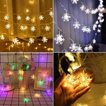 Guirnalda de luces LED de copo de nieve para decoración de árbol de Navidad, decoración de Feliz Navidad para el hogar, decoración de mesa de Navidad, regalo de Año Nuevo 2020 2024 - compra barato