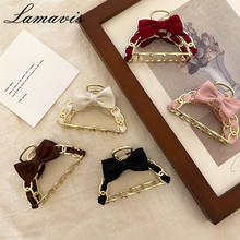 Korean Metal Chain Bow Clip Elegant Temperament Street Lovely And Indifferent Hair Pin Ins Shark Clip Pan Hairpin Headdress 2024 - buy cheap