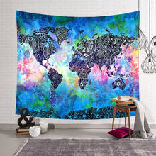 World Map Tapestry Map Fabric Wall Hanging Decor Watercolor Map  Polyester Table Cover Yoga Beach towel Dorm Decor Blanket 2024 - buy cheap