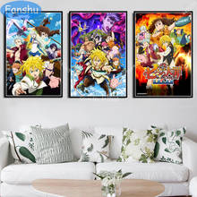 Os sete pecados mortais anime poster pintura em tela cartazes e cópias da arte da parede para sala de estar decoração casa 2024 - compre barato