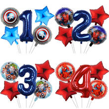 Globos inflables de aluminio para decoración de Cumpleaños de Niños, set de 5 unids/set de globos inflables de 32 pulgadas con números de Marvel, Spiderman, Capitán América, Baby Shower 2024 - compra barato