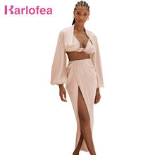 Karlofea-vestido Sexy de 2 piezas, elegante, drapeado, dividido, Vestido de satén para fiesta de vacaciones en la playa, color rosa rubor 2024 - compra barato