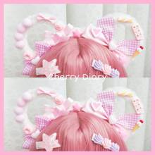 Handmade Cute Plush Bow Bear Ear Hair Band KC Japanese Style Sweet Lovely Lolita Headband Headdress Lo Niang Pink Soft Girl 2024 - buy cheap