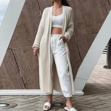 Solid Cardigan Knitted Sweater Women  Elegant Long Sleeve Solid Open Stitch Coats Mujer Thicken Maxi Cardigan Coat Oversized 2024 - buy cheap
