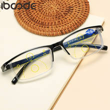 Iboode óculos de leitura multifocal, óculos de leitura progressivos anti-azul, para presbiopia, meia armação, para homens e mulheres 2024 - compre barato