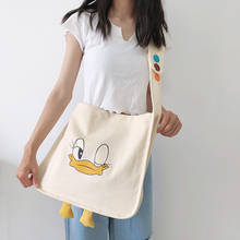 Disney cartoon cute and cute large capacity canvas bag college style girl one-shoulder messenger bag lady shopping bag 2024 - buy cheap