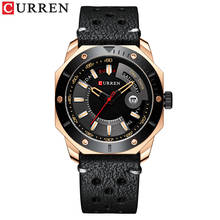 CURREN-Reloj de pulsera de cuero para hombre, cronógrafo de cuarzo, con calendario, de negocios, luminoso, a la moda, de lujo, resistente al agua, 8344 2024 - compra barato