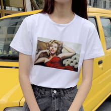 Camiseta con estampado de Marilyn Monroe para mujer, remera informal Harajuku para mujer, ropa de calle Vintage para niña 2024 - compra barato