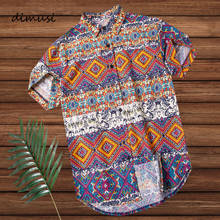 DIMUSI Summer Mens Beach Hawaiian Shirt Tropical Summer Short Sleeve Shirt Men Casual Loose Cotton Floral Shirts Clothing 5XL 2024 - buy cheap