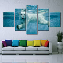 Posters And Prints Canvas Painting Modern Wall Art 5 Piece Swimming Bear Picture Canvas Print for Living Room Home Decoration 2024 - buy cheap