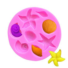 Forma de silicone para concha de estrela do mar, faça você mesmo, adorável, concha de peixe, cauda de sereia, fondant, ferramentas de decoração de bolo, sabão, chocolate 2024 - compre barato