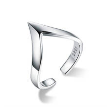 Подлинное 925 пробы Серебряное кольцо волна геометрические любовь Регулируемые кольца для Для женщин Обручение ювелирные изделия Юбилей 2024 - купить недорого
