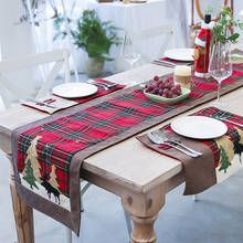 Christmas Tree Table Runner Europe Red green Plaid Table Runners For Wedding Christmas Party Home Decor Table Mats Table Covers 2024 - buy cheap