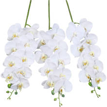 Orquídea Artificial de tacto Real, orquídea blanca de 37 pulgadas de alto, 9 Flores grandes, flor falsa Phalaenopsis, decoración de boda y hogar 2024 - compra barato