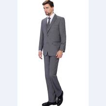 Ternos masculinos de lapela de noivo cinza, feitos sob medida, 3 peças (jaqueta + calça + colete + gravata) c827 2024 - compre barato