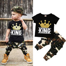 2020 Newborn Infant Toddler Baby Boy Letter Print Casual T shirt Tops Camouflage Pants 2PCS Outfits Set Clothes 0-5Y 2024 - buy cheap