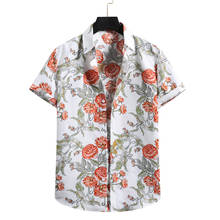 Mens Short Sleeve Aloha Shirts Hipster Slim Fit Floral Print Hawaiian Shirt Men Party Holiday Vacation Clothing Chemise Homme 2024 - buy cheap
