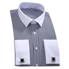Fashion Men's Office Social Shirt French Cuff Long Sleeve Cotton Formal Business Shirt Top with Cufflinks Thick Work Shirts 2024 - buy cheap