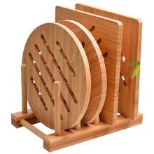 Trivet esteira de bambu para cozinha, conjunto de esteira de bambu natural para pratos quentes, pote, tigela, bule, suporte para pote quente 2024 - compre barato