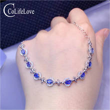 CoLife Jewelry Natural Sri Lanka Sapphire Bracelet for Wedding 8 Pieces 3mm*5mm Sapphire Silver Bracelet Romantic Gift for Woman 2024 - buy cheap