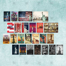 New York Statue Of Liberty American Flag Home Wall Paste Hanging Poster Retro Home Decoration Metal Tin Plaque For Bar Club 2024 - buy cheap