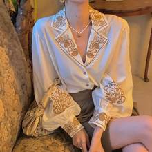 Deeptown Women Elegant Blouse with Lush Sleeves Floral Top Vintage 2021 Office Ladies Korean Oversize Shirt Luxury Designer Chic 2024 - buy cheap