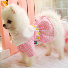 Платье для собак 2020 Новое весенне-летнее платье принцессы розовое клетчатое платье для щенков и кошек Одежда для питомцев для маленьких средних собак чихуахуа 2024 - купить недорого