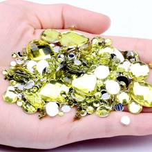 Light Yellow 1000pcs Mixed Sizes Acrylic Non Hotfix Crystals Nail Beads Strass Nail Art Rhinestones Glitter Decorations Tools 2024 - buy cheap