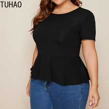 TUHAO Mother Mom Office Lady Black Tops and Blouse Plus Size 8XL 7XL 6XL High Waist OL Ruffled Shirt Back Shirt Blouses Top WM64 2024 - buy cheap