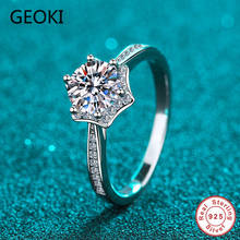 Geoki 925 Sterling Silver Perfect Cut 1 CT Rose Top Quality Moissanite Pass Diamond Test Ring Women Engagement Rings Jewelry 2024 - buy cheap