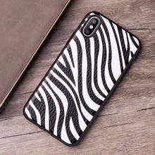 Cowhide Phone Case For iPhone 6 7 8 11 Pro X Xr Xs Max Case Zebra pattern For iPhone 6 6s 7p 8p Case 2024 - buy cheap