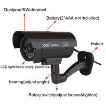 Cámara CCTV de seguridad falsa, videocámara impermeable IR LED, vigilancia interior y exterior, color negro 2024 - compra barato