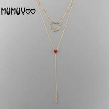 Fashion jewelry high-quality swa, glamour love women necklace red hollow crystal heart-shaped double-in-one collared chain girl. 2024 - buy cheap