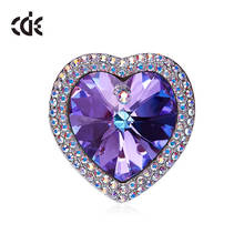 CDE-broche de corazón de cristal púrpura para mujer, Pin para ropa, abrigo, accesorios de joyería, venta al por mayor, novedad 2024 - compra barato