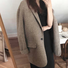 Plus size 2XL!2021 winter fashion double faced woolen blazer women loose wool blends coat 2024 - buy cheap