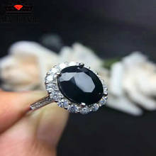 Anel de noivado grande e oval feminino, luxuoso, 925, cristal de prata, pedra de ônix preta, anel vintage, anel de prata para mulheres 2024 - compre barato