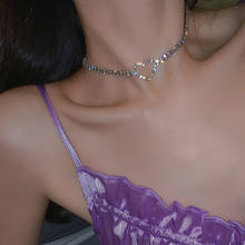 Blijery-colar coração e strass coreano clavícula, gargantilha com corrente, colar feminino temperado, jóias de baile, presentes 2024 - compre barato