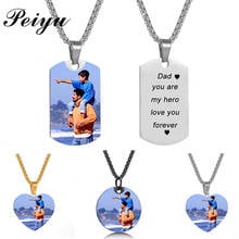 Fathers Day Custom Photo Text Necklace Personalized Nameplate Necklace Stainless Steel 3mm Thick Chain Men Customized Jewelry 2024 - buy cheap