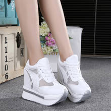 NEW Classic Women Mesh Platform Sneakers Trainers White Shoes 10CM High Heels Wedges Outdoor Shoes Breathable Casual Shoes Woman 2024 - buy cheap