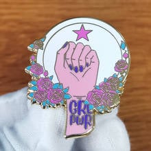 Girl Power Brooch GRL PWR Badge Inspirational Feminist Enamel Pin with Rose Equal Rights Jewelry 2024 - buy cheap