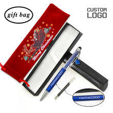 Bolígrafo de Metal con logotipo personalizado, bolígrafo con pantalla táctil creativa de cristal, suministros de oficina escolar con bolsa, regalo de Navidad 2024 - compra barato